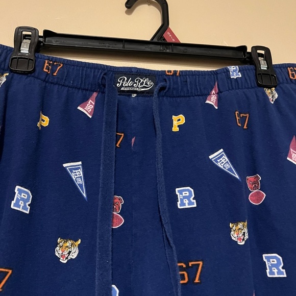 Polo Ralph Lauren Royal Pep Rally Print Cotton Knit Sleep Jogger Pants Mens L - Picture 5 of 10